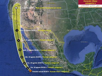 Hilary gana fuerza rápidamente y se convierte en huracán categoría 4