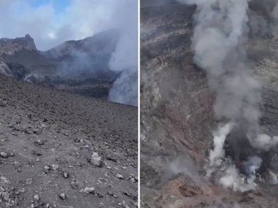 Montañista capta impresionantes imágenes del cráter del Popocatépetl con todo y fumarola (Video)