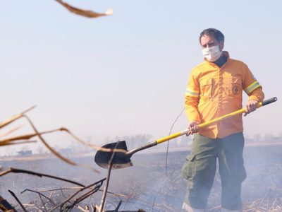 Un ministro se sumó a los trabajos por el incendio en el delta del Paraná