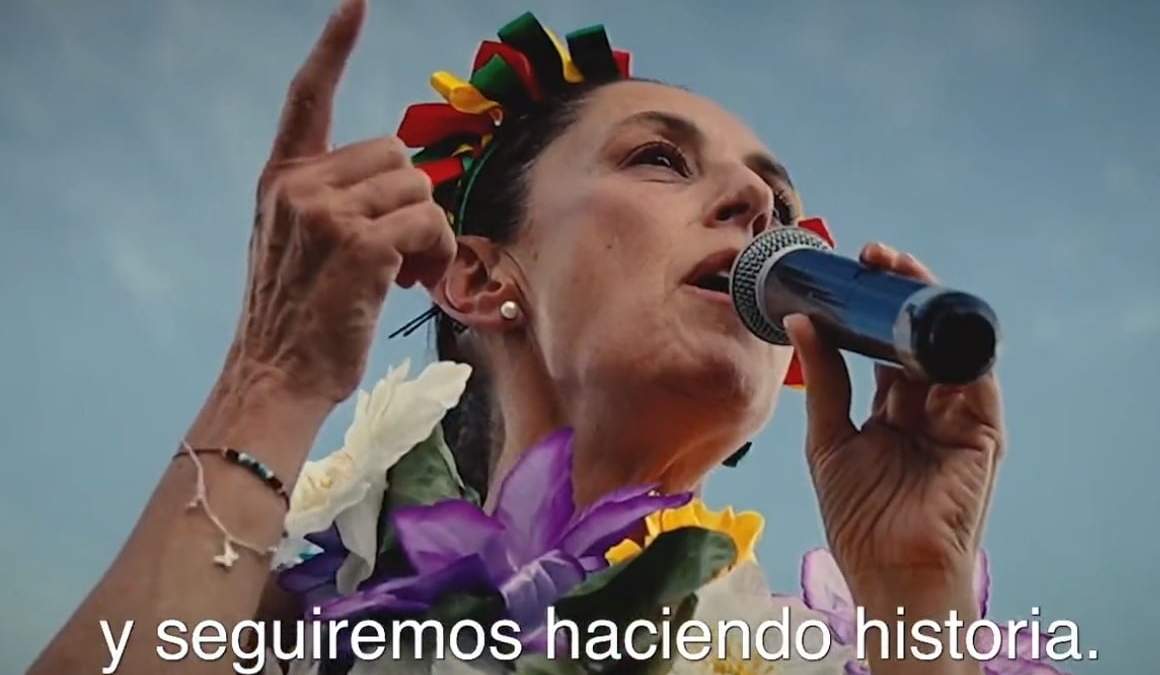 Imagen tomada del video mensaje de la virtual candidata presidencial de Morena