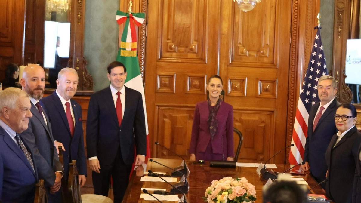 Ronald Johnson, Marco Rubio, la presidenta Claudia Sheinbaum, Juan Ramón de la Fuente y Rosa Icela Rodríguez
