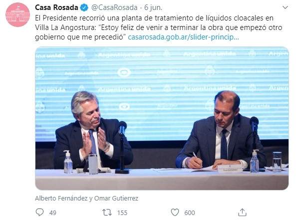 Tuit de Casa Rosada