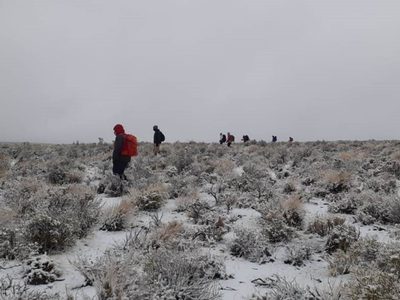 Desesperada búsqueda en la nieve de la persona desaparecida en Zapala