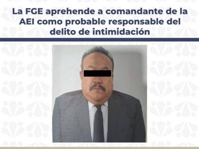 Detienen a comandante de la Fiscalía de Desaparecidos de Puebla por colusión con la delincuencia