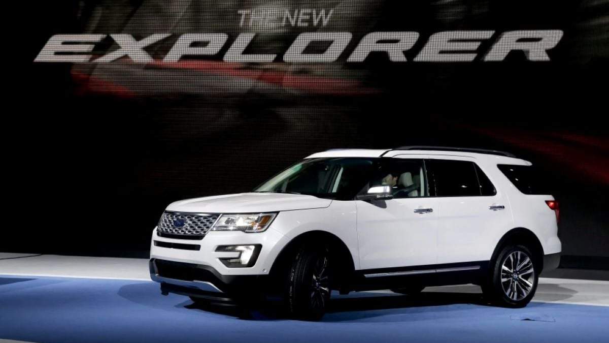 El modelo Ford Explorer de 2016 durante su presentación en la Feria Automotriz de Los Ángeles