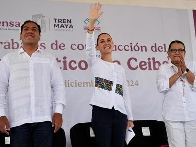 Sheinbaum da banderazo para la construcción del parque ecoturístico “La Ceiba” en Palenque