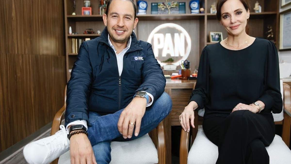 El líder nacional del PAN, Marko Cortés y la senadora Lilly Téllez