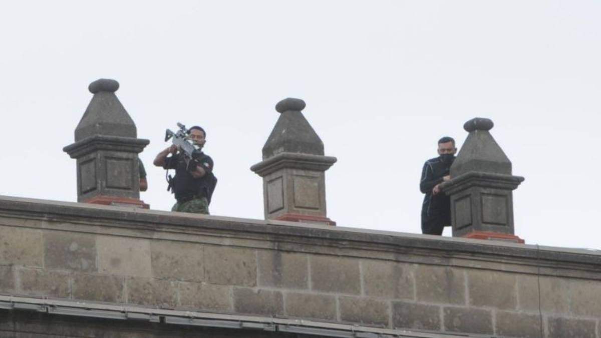 Un inhibidor de drones usado durante las protestas del 8 de marzo en Palacio Nacional