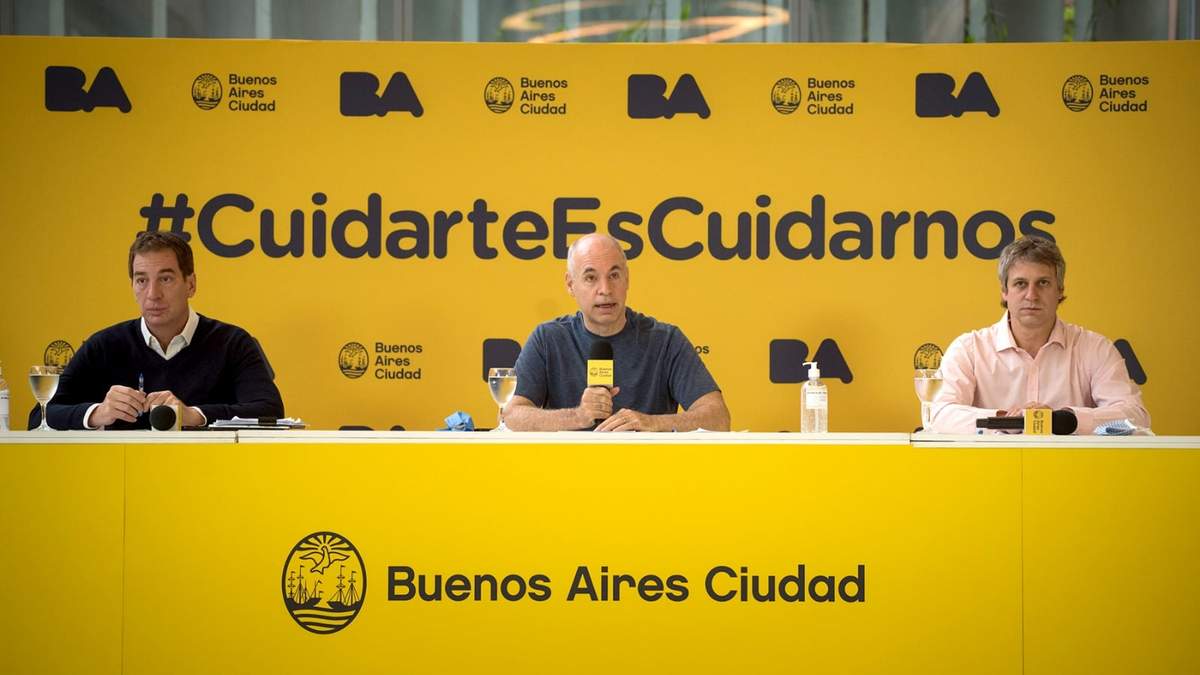 Diego Santilli, Horacio Rodríguez Larreta y Felipe Miguel. Fuente: (Twitter)