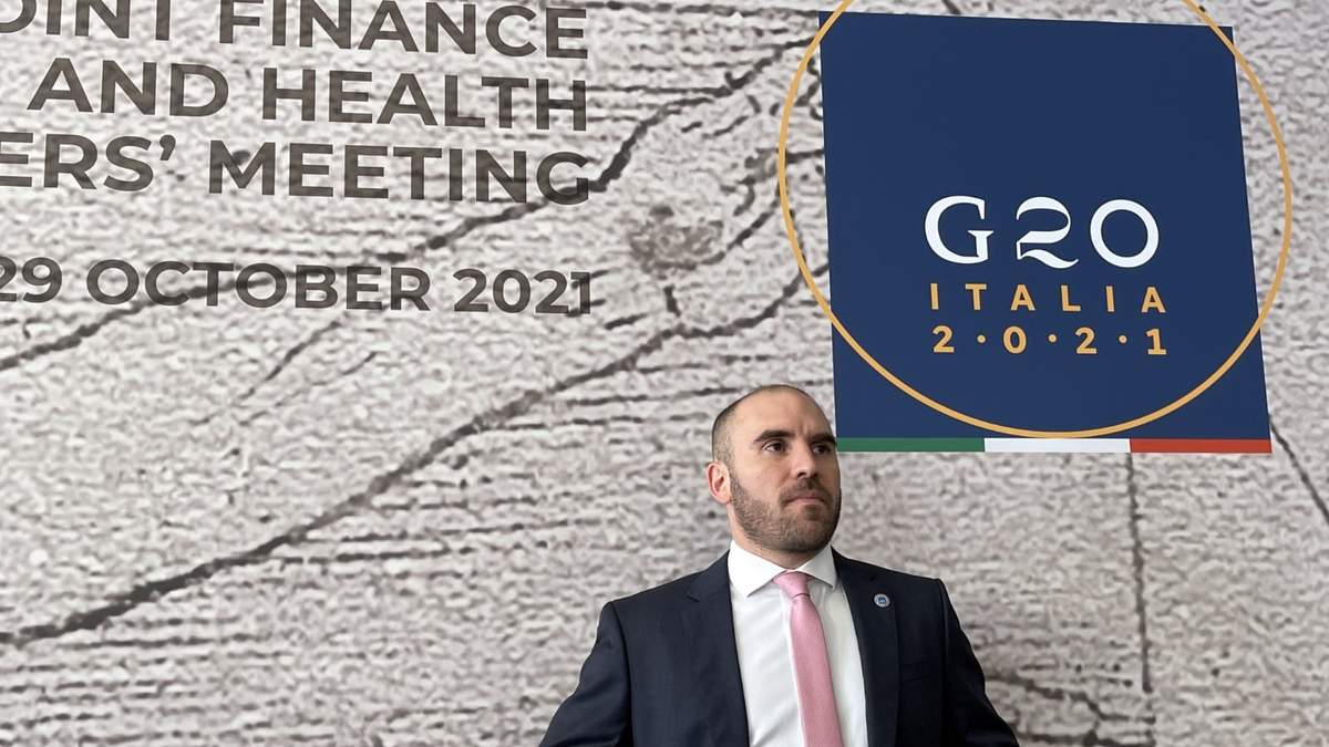 Martín Guzmán en el centro de reuniones del G20. Fuente: (Twitter)