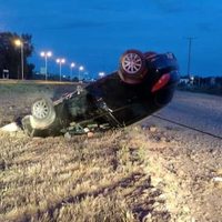 Se le reventó un neumático, perdió el control y volcó en la Ruta Provincial 7