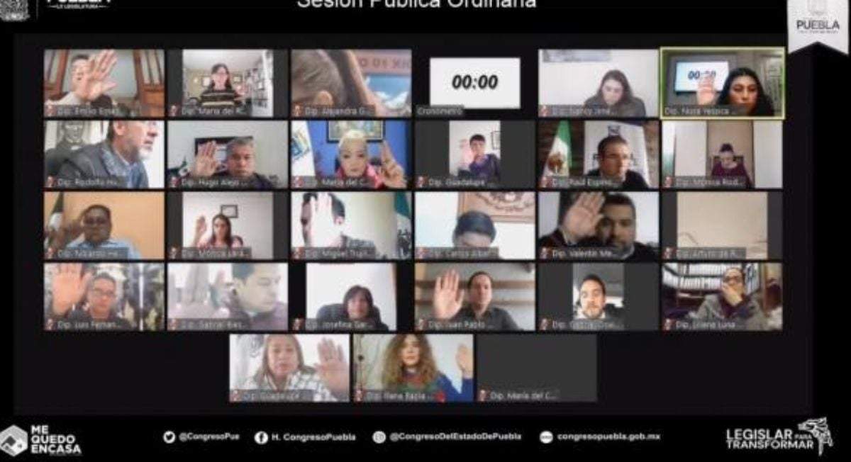 Sesión virtual del Congreso de Puebla
