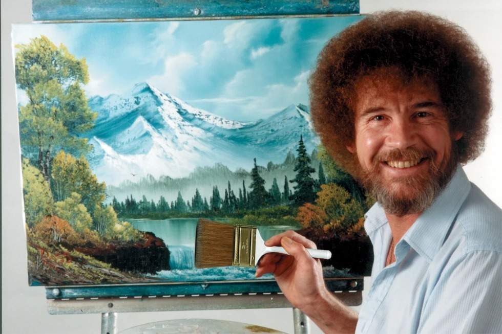 Esta imagen sin fecha muestra al artista Bob Ross, presentador de la serie "El placer de pintar".