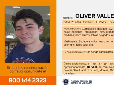 Buscan a Oliver, trabajador del gobierno de Michoacán desaparecido hace una semana