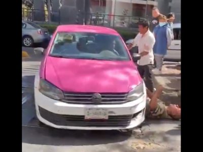 Taxista atropella a un peatón tras un incidente vial en Polanco (Video)
