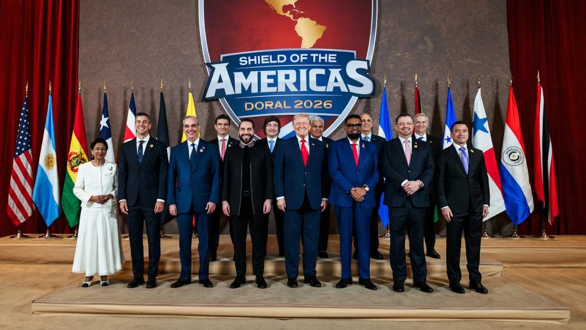 Donald Trump durante la presentación de su iniciativa Escudo de las Américas