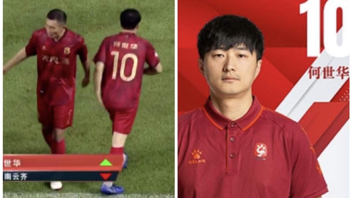 El empresario He Shihua como jugador de su propio club