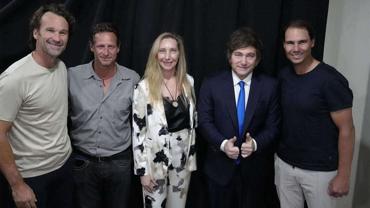 Moyá, Nalbandian, Karina, Javier Milei y Rafa Nadal