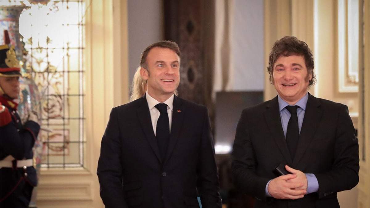 Macron y Milei en ocasión de una visita del presidente francés en 2024