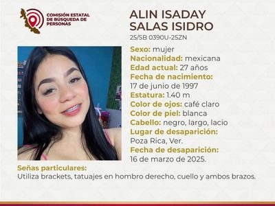 Privan de su libertad en Poza Rica a Alin Salas, hija de integrante del Colectivo María Herrera