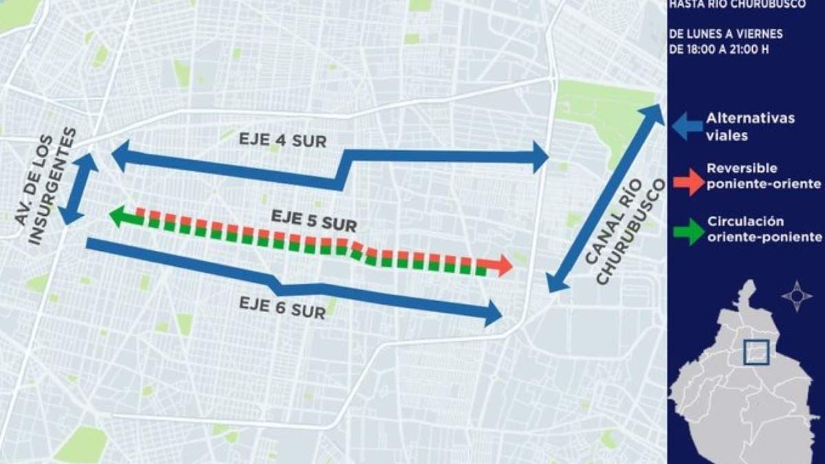 Tramo del Eje 5 Sur que será reversible