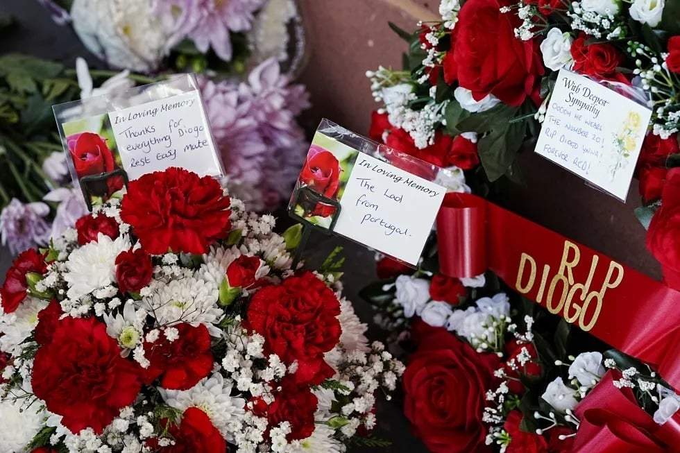 Homenajes en el estadio Anfield, sede del Liverpool, en memoria del jugador Diogo Jota, el jueves 3 de julio de 2025.