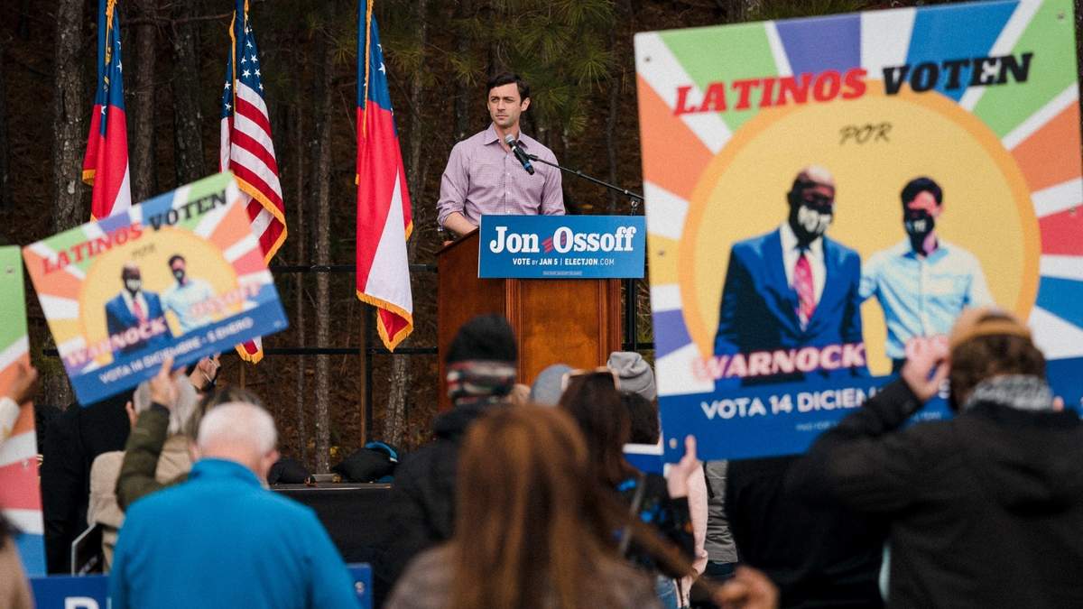 Campaña en Georgia de los candidatos Jon Ossof y Raphael Warnock