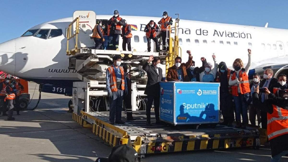 La vacuna Sputnik V llegó a Bolivia. Fuente: (Twitter)
