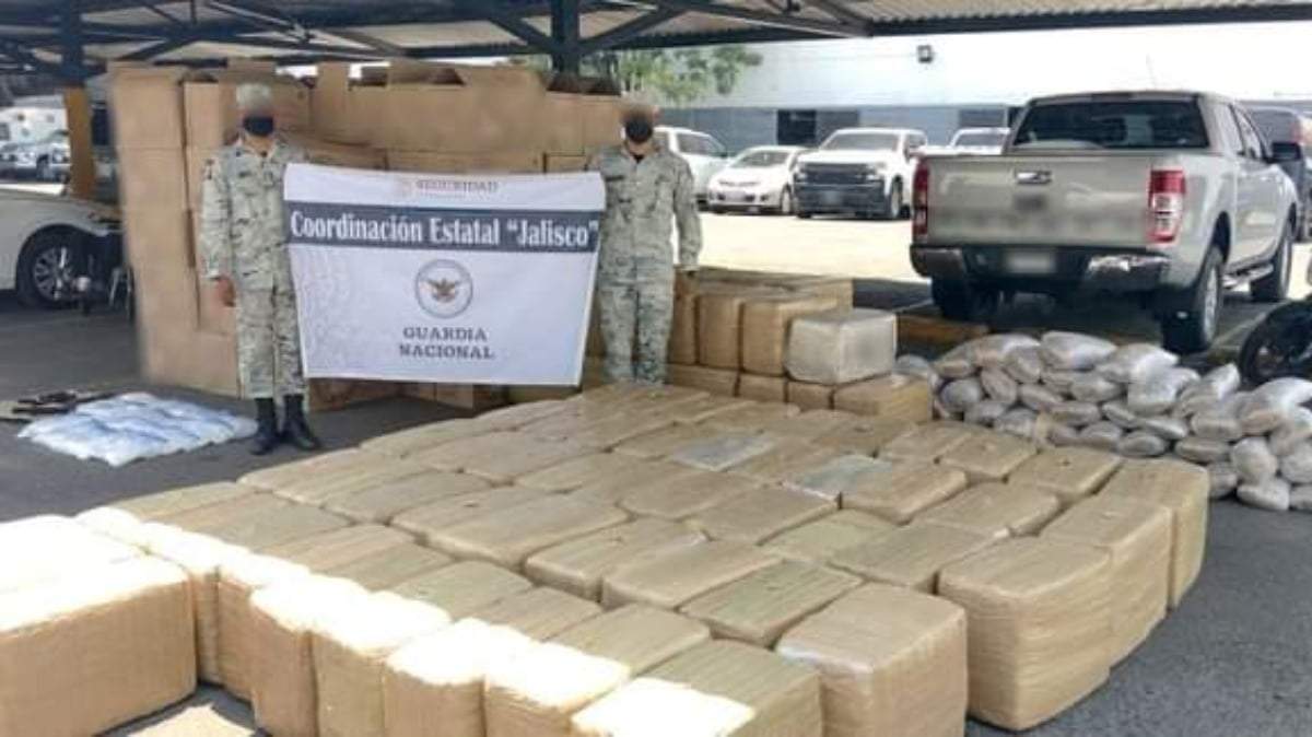 La droga decomisada por la Guardia Nacional en Ocotlán
