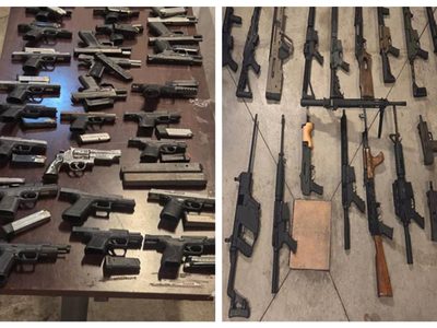 Decomisan arsenal importado de EU y 720 litros de metanfetamina en Baja California