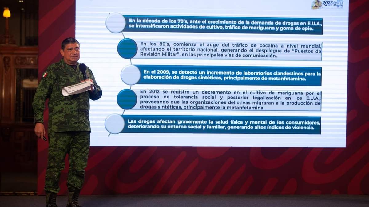 Luis Cresencio Sandoval, secretario de Defensa, durante la presentación del informe sobre el combate a las drogas