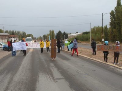Padres de la Escuela 204 de Centenario se movilizaron a la ruta para reclamar medidas de seguridad vial