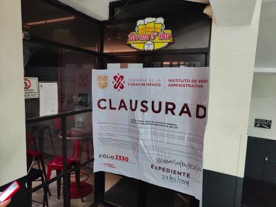 Clausuran tres bares irregulares del Centro Histórico de la CDMX