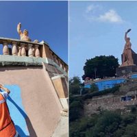 Gobierno panista de Guanajuato pinta de azul barda del Pípila... lo tunden en redes
