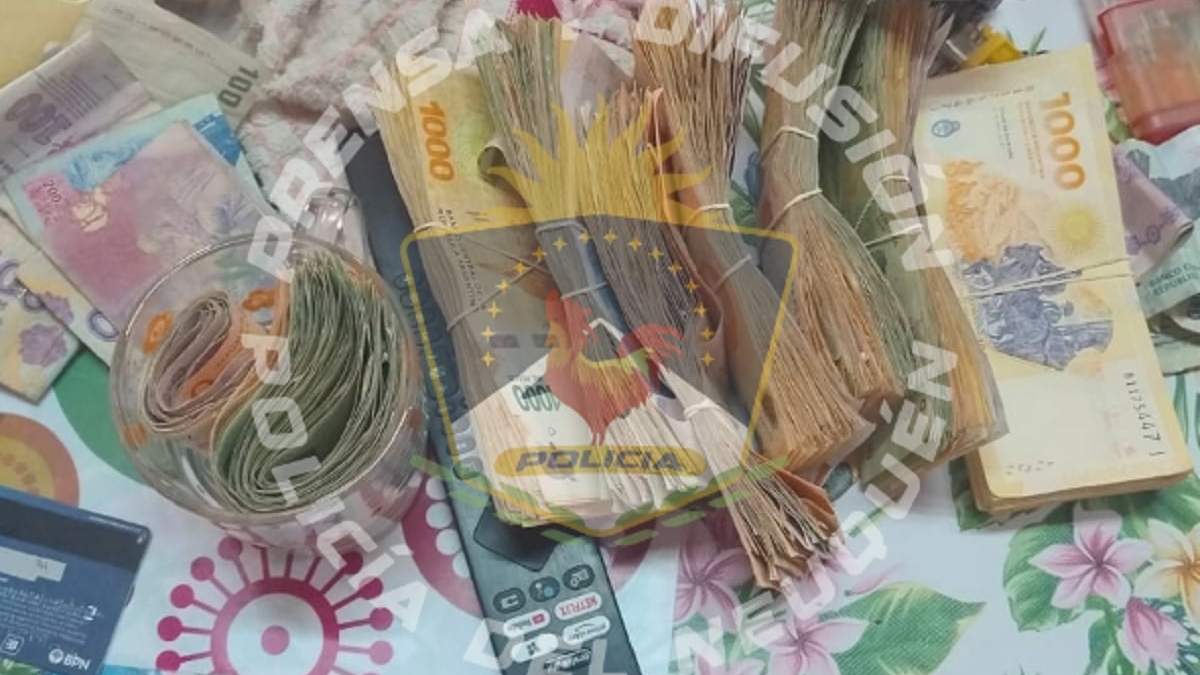 Casi 1 millón de pesos fueron secuestrados en Centenario. Fuente (Policía de Neuquén)