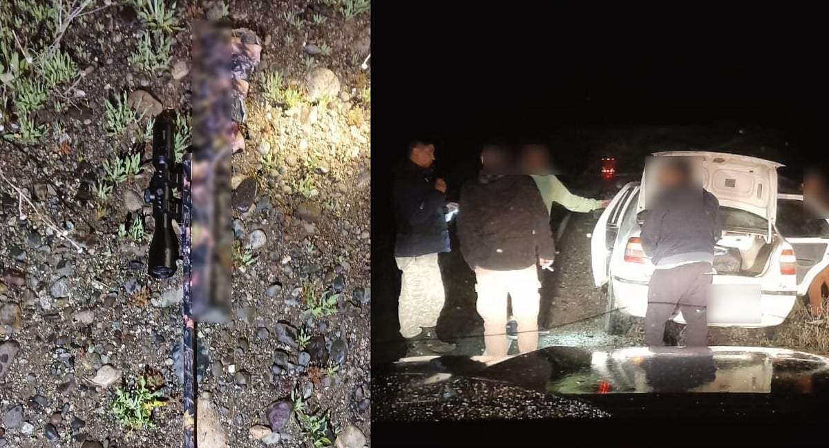 El rifle fue encontrado abandonado poco después de la inspección al automóvil. Fuente: (Policía de Neuquén)