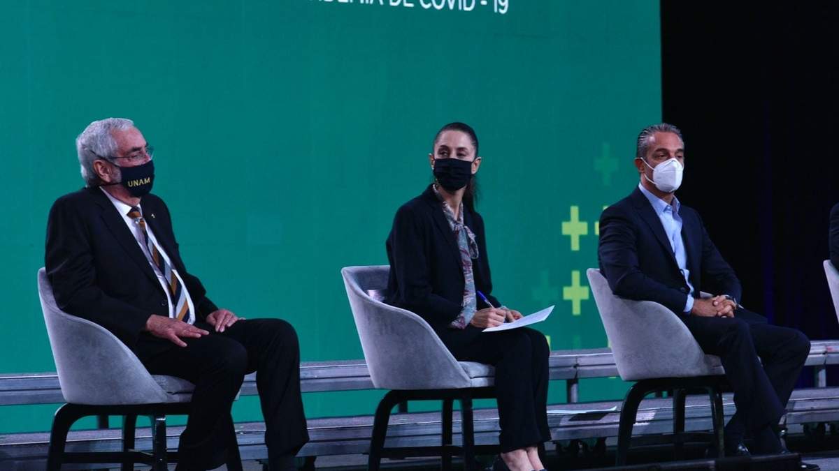 Enrique Graue, Claudia Sheinbaum y Carlos Slim Domit