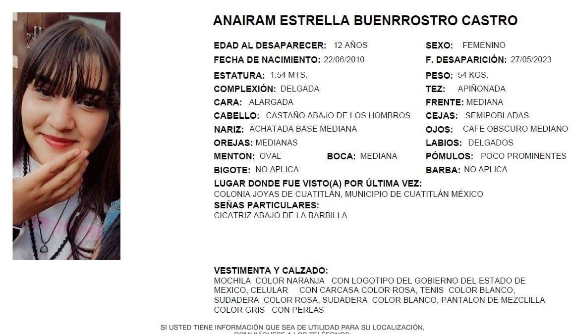 La menor desaparecida