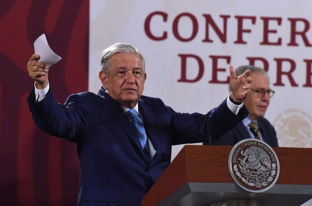 El mandatario durante la conferencia de este martes en Palacio Nacional