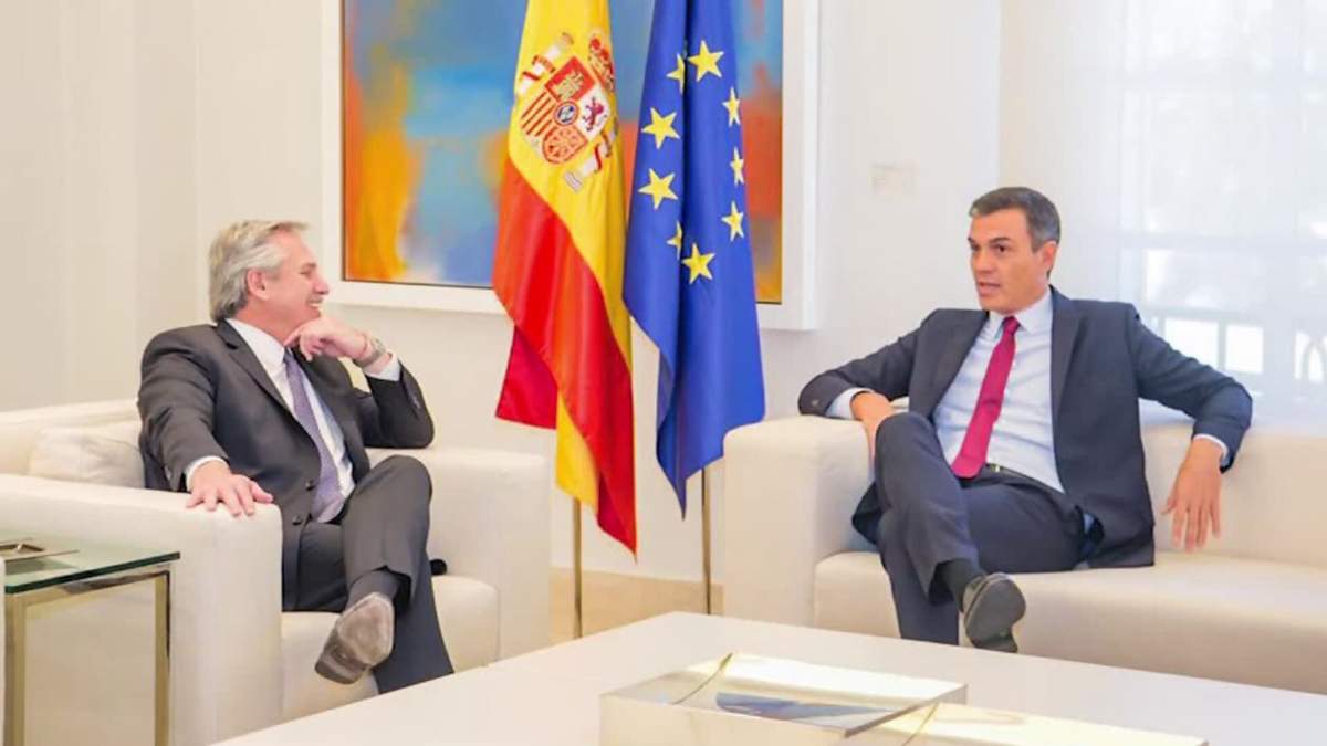 Presidentes de Argentina y España, Alberto Fernández y Pedro Sánchez. Fuente: (Twitter)