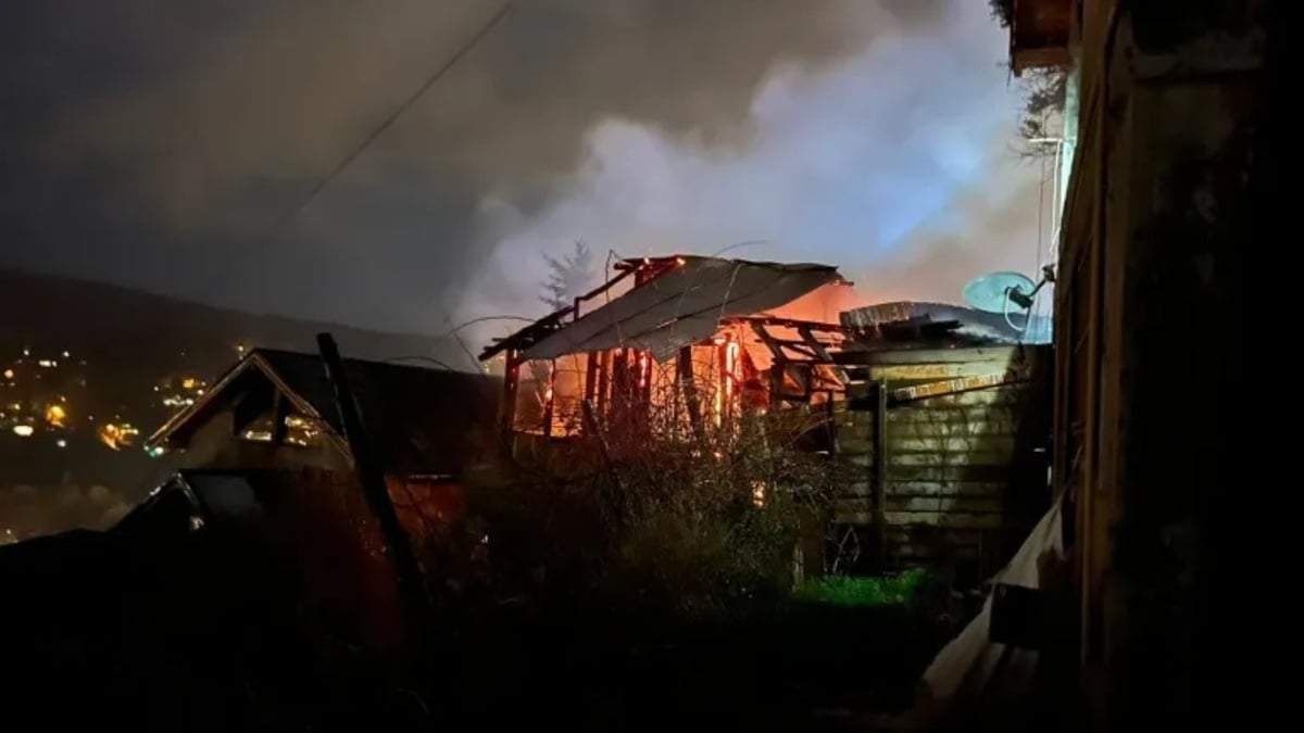 Bomberos agredidos en Incendio en San Martín de los Andes. Fuente: (Federico Soto)