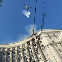Así quedó el edificio gubernamental de Ucrania tras el ataque de Rusia