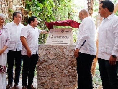 Ponen primera piedra del Nuevo Museo de Sitio de Dzibilchaltún enmarcado en proyecto del Tren Maya