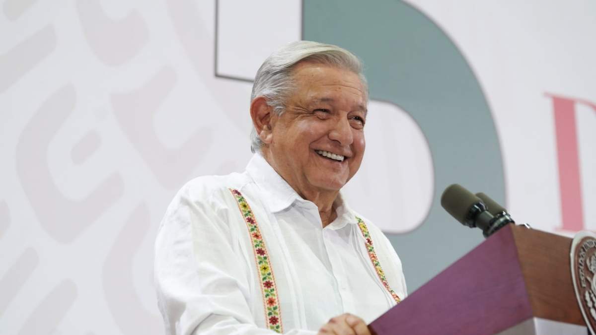 El presidente Andrés Manuel López Obrador durante su quinto informe de gobierno desde Campeche