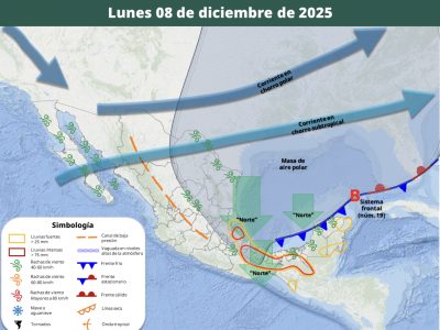 Frente frío 19 llega con todo y masa de aire polar: lluvias de lunes a jueves en estas entidades