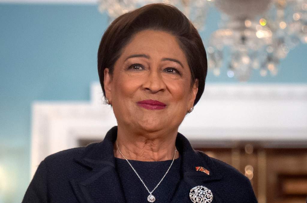 ARCHIVO - La primera ministra de Trinidad y Tobago, Kamla Persad-Bissessar, en el Departamento de Estado en Washington, el 30 de septiembre de 2025