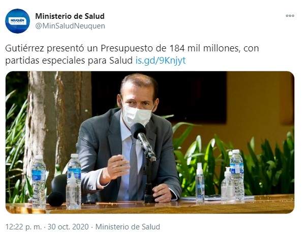 Presupuesto de Neuquén. Fuente: (Twitter)