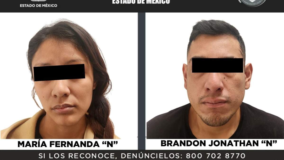 María Fernanda y Brandon, detenidos por el delito de desaparición cometida por particulares en el Estado de México.