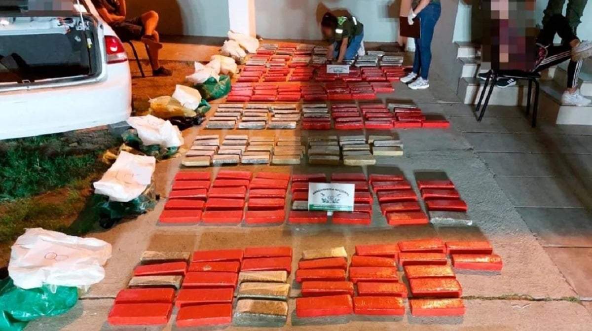 El secuestro de drogas que realizó Gendarmería Nacional en la Ruta Nacional 158, en Córdoba. Fuente: (Aire Digital)