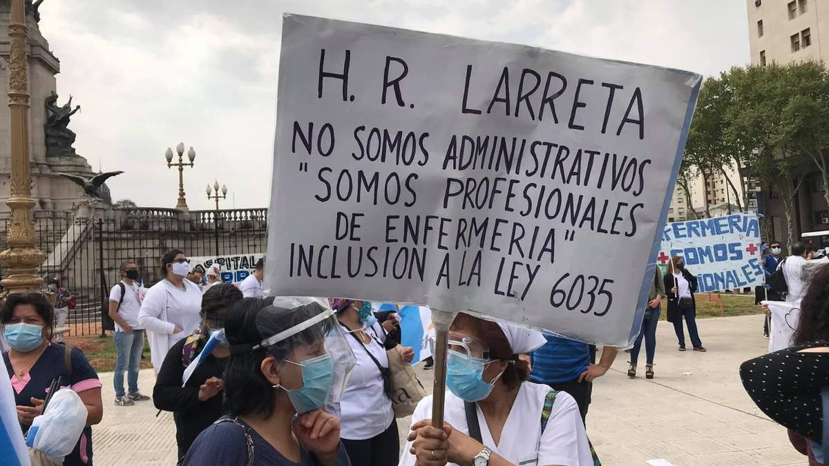 Protesta de enfermeros en la Ciudad de Buenos Aires. Fuente: (Twitter)